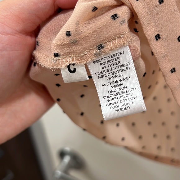 Loft Pink Polka Dot Blouse size small - Picture 3 of 3